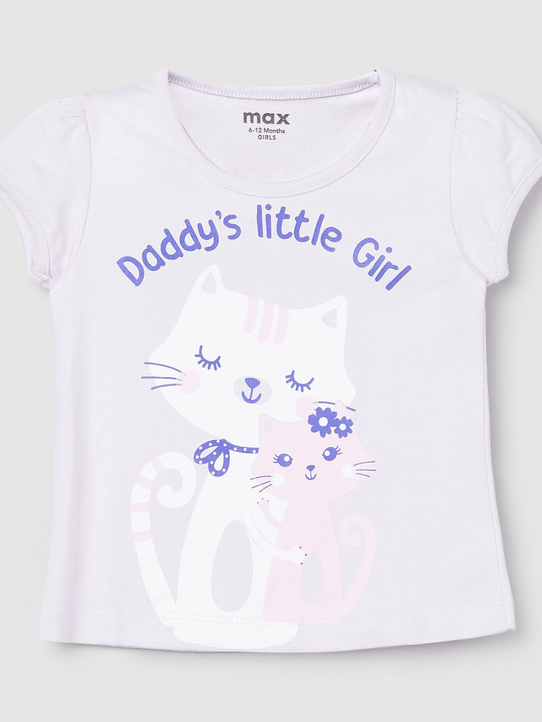 

max Girls Lavender Typography Printed Pure Cotton T-shirt