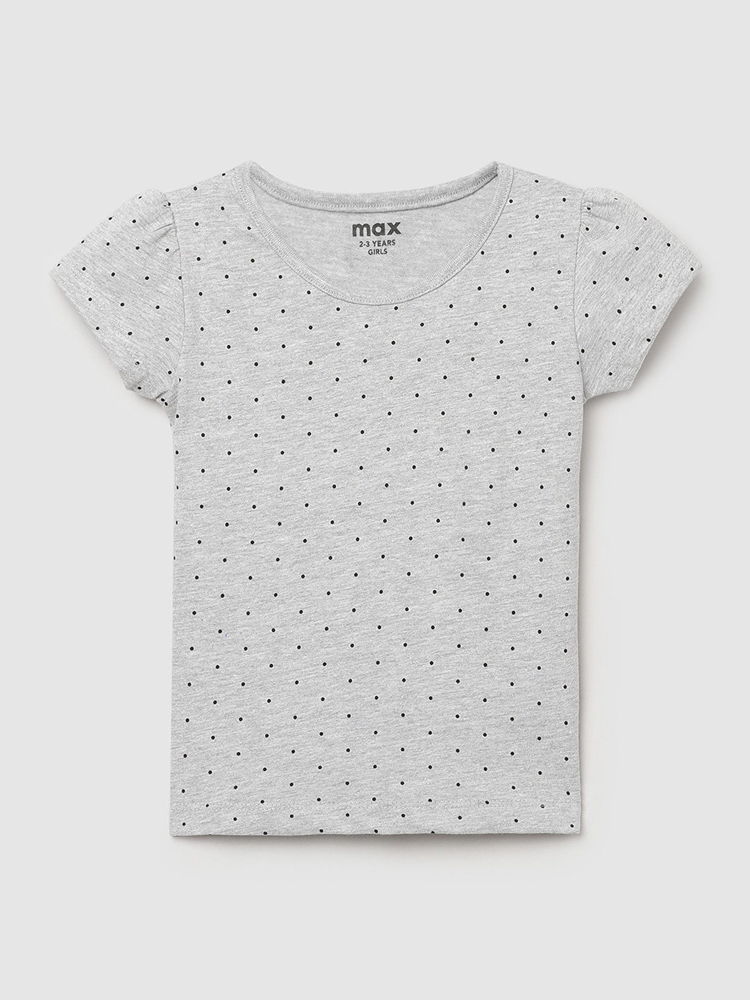 

max Girls Grey & Black Printed T-shirt