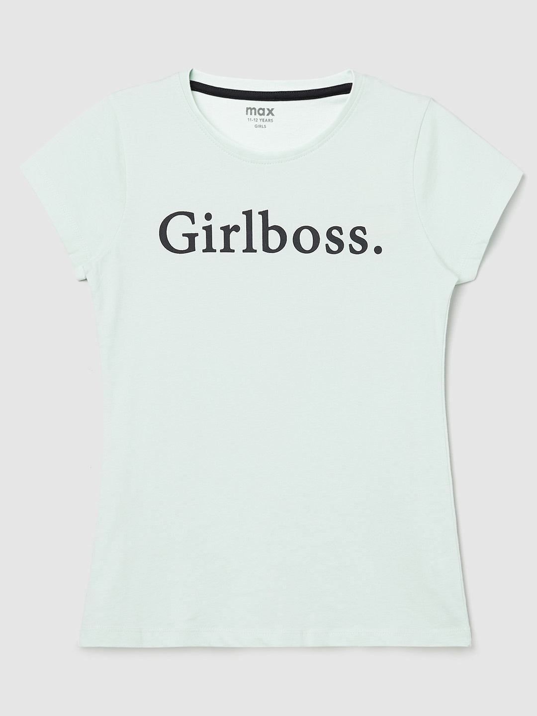 

max Girls Sea Green Typography Printed T-shirt