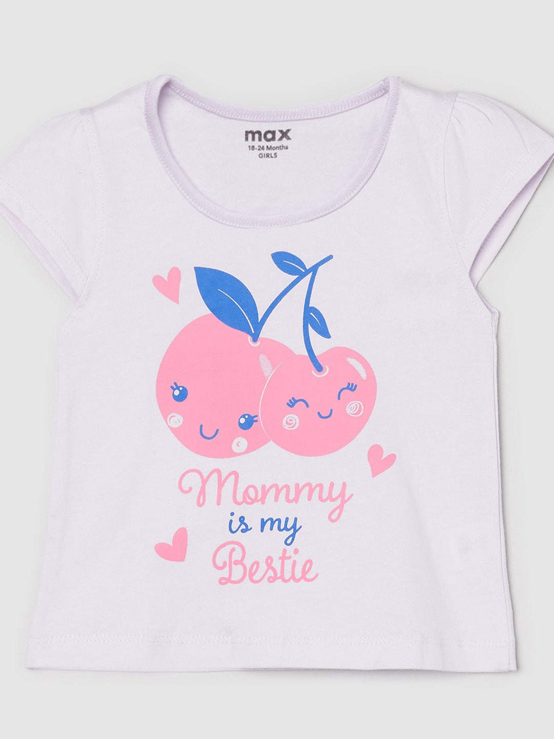 

max Girls Lavender & Pink Typography Printed Cotton T-shirt