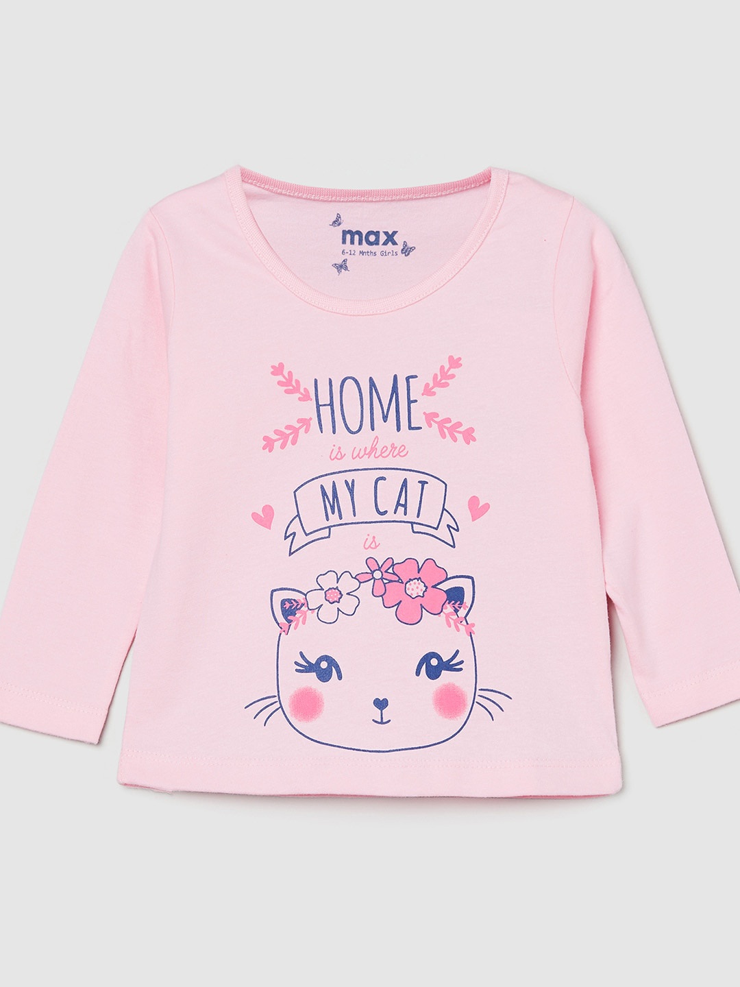 

max Girls Pink Printed T-shirt