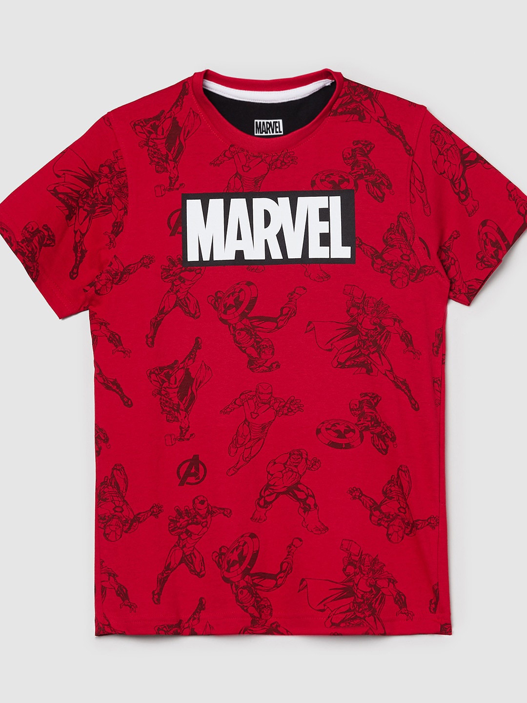 

max Boys Red Typography Printed Pure Cotton T-shirt