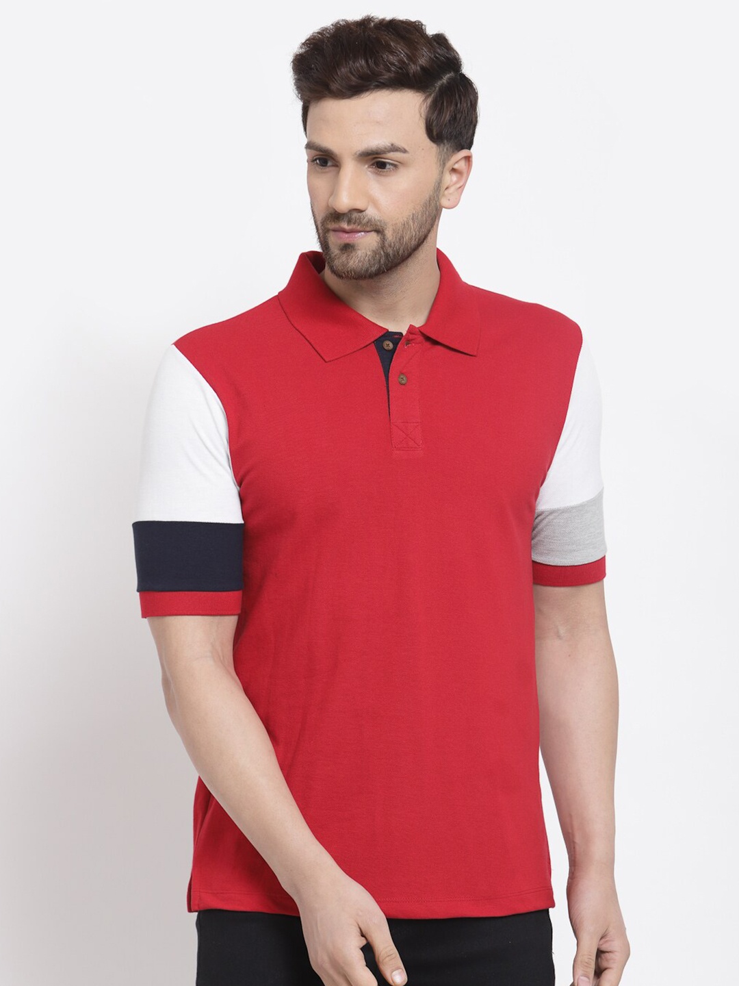 

Kalt Men Red Polo Collar T-shirt