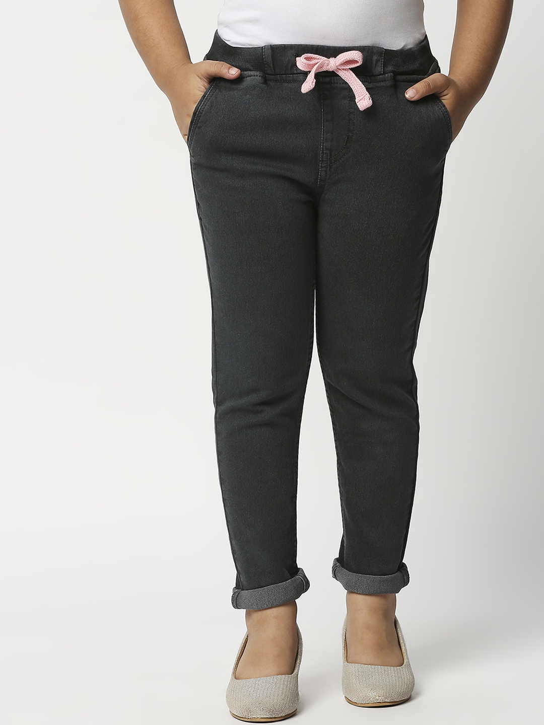 

High Star Girls Charcoal Slim Fit Stretchable Jeans