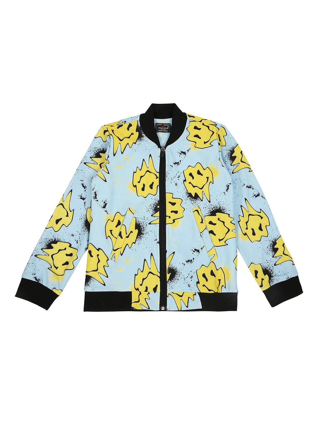 

High Star Boys Blue Yellow Bomber Printed Jacket