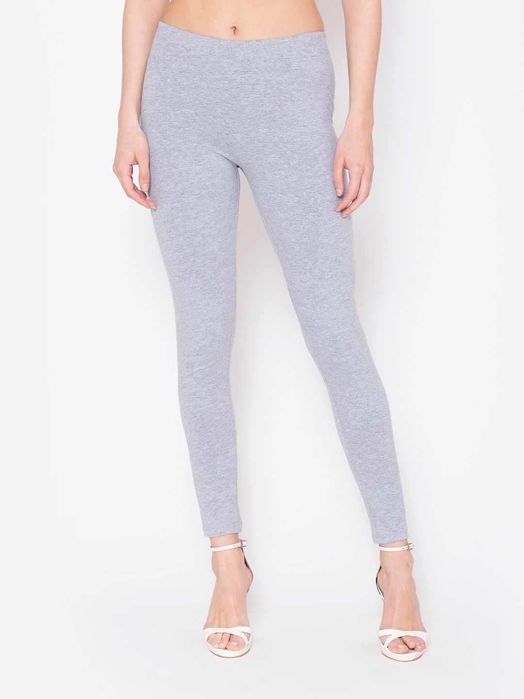

GROVERSONS Paris Beauty Women Grey Melange Solid Cotton Leggings
