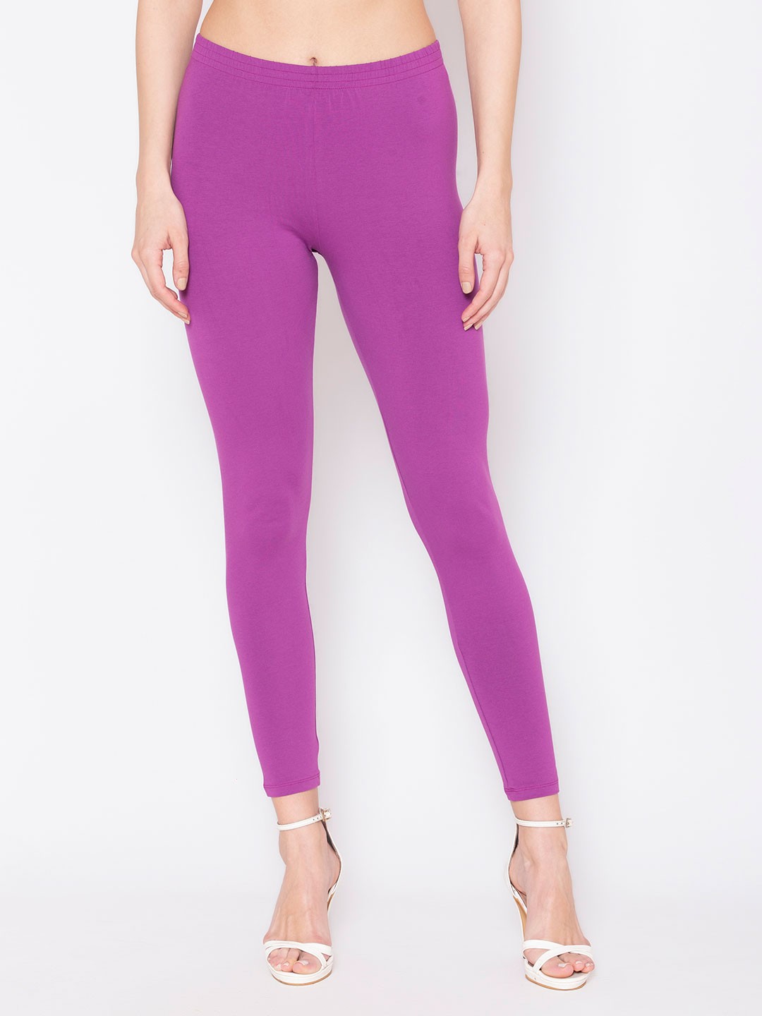 

GROVERSONS Paris Beauty Women Purple Solid Cotton Ankle-Length Leggings