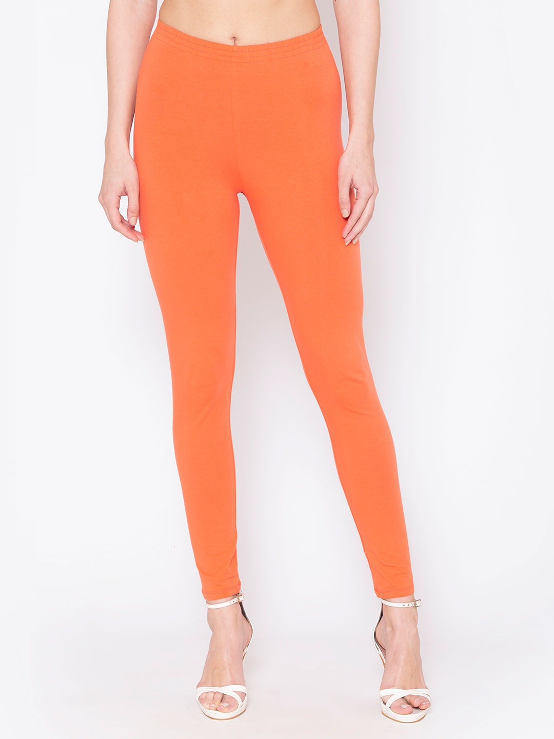 

GROVERSONS Paris Beauty Women Coral Solid Cotton Ankle Length Legging