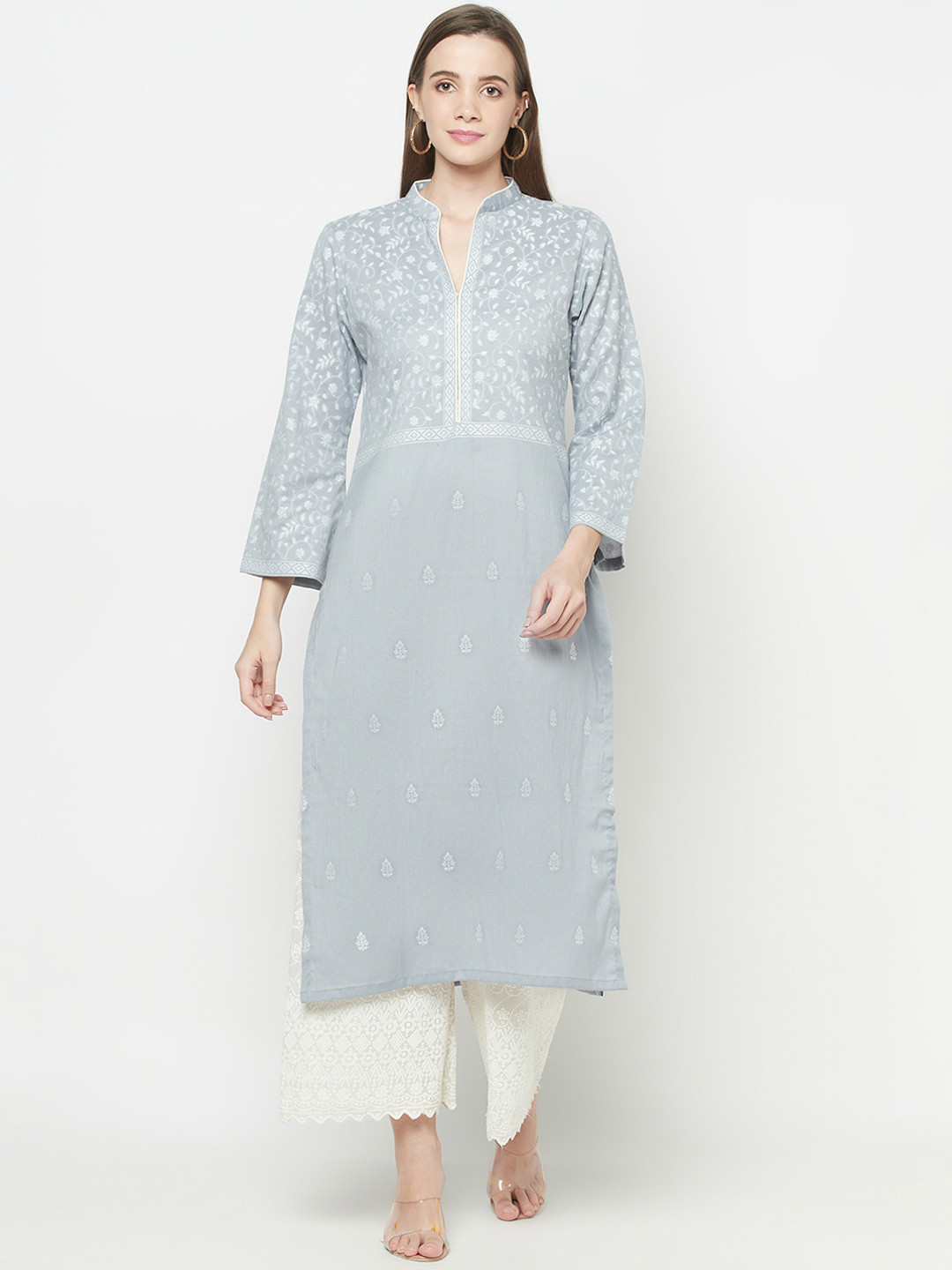 

Safaa Women Grey Woven Design Kurti