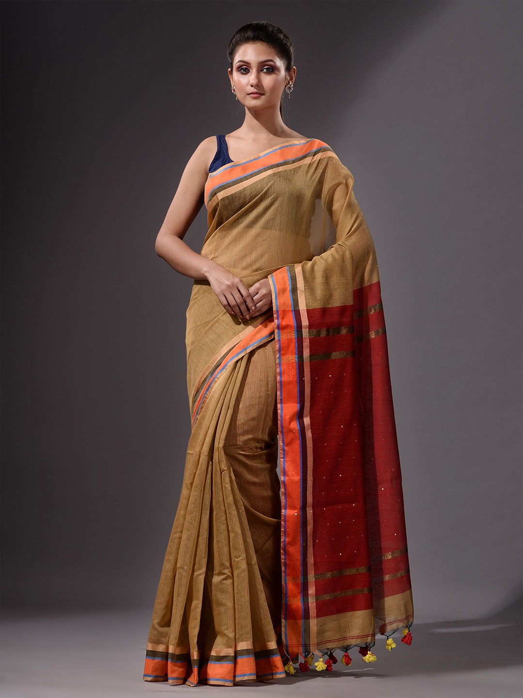 

Charukriti Mustard & Off White Saree