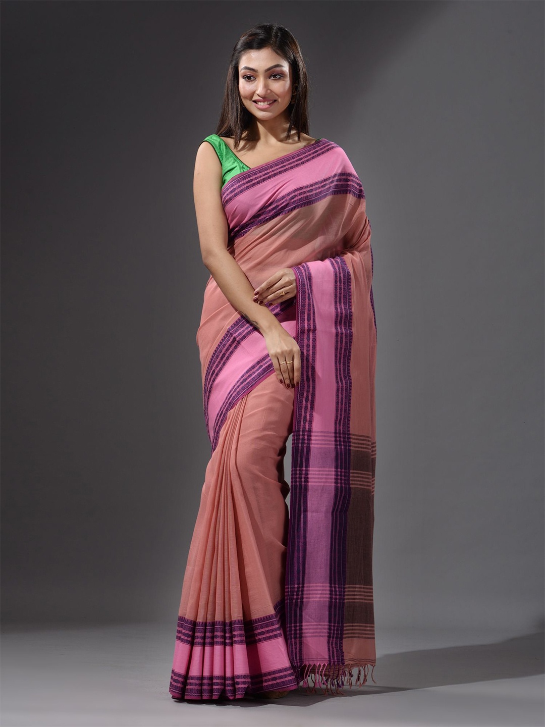 

Charukriti Rust & Pink Pure Cotton Saree