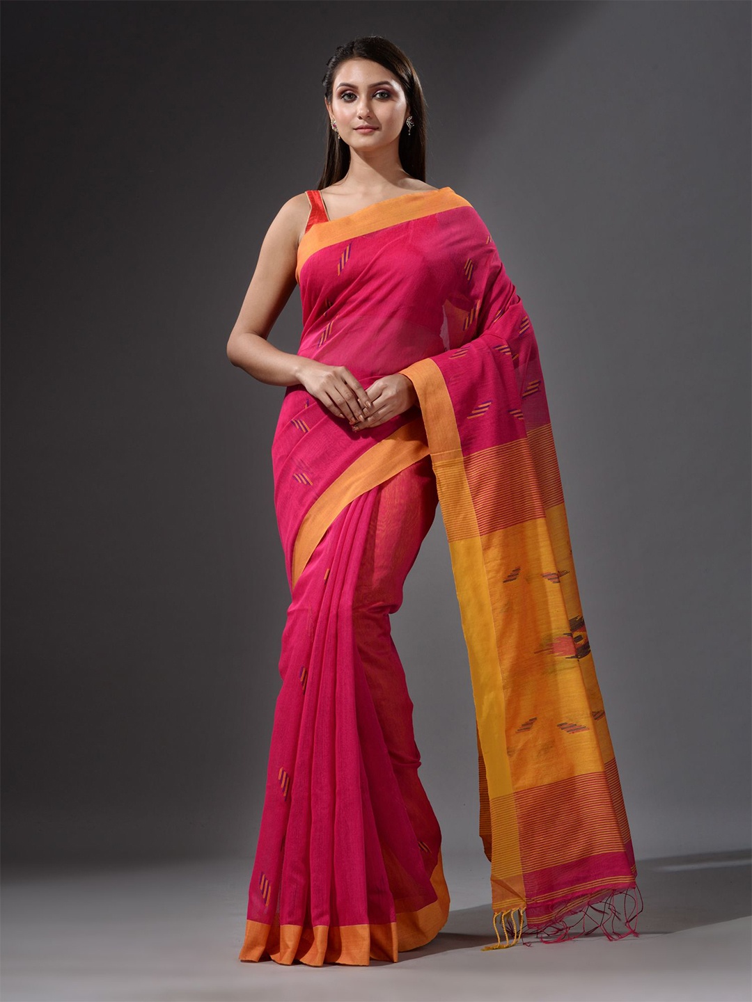 

Charukriti Red & Yellow Saree