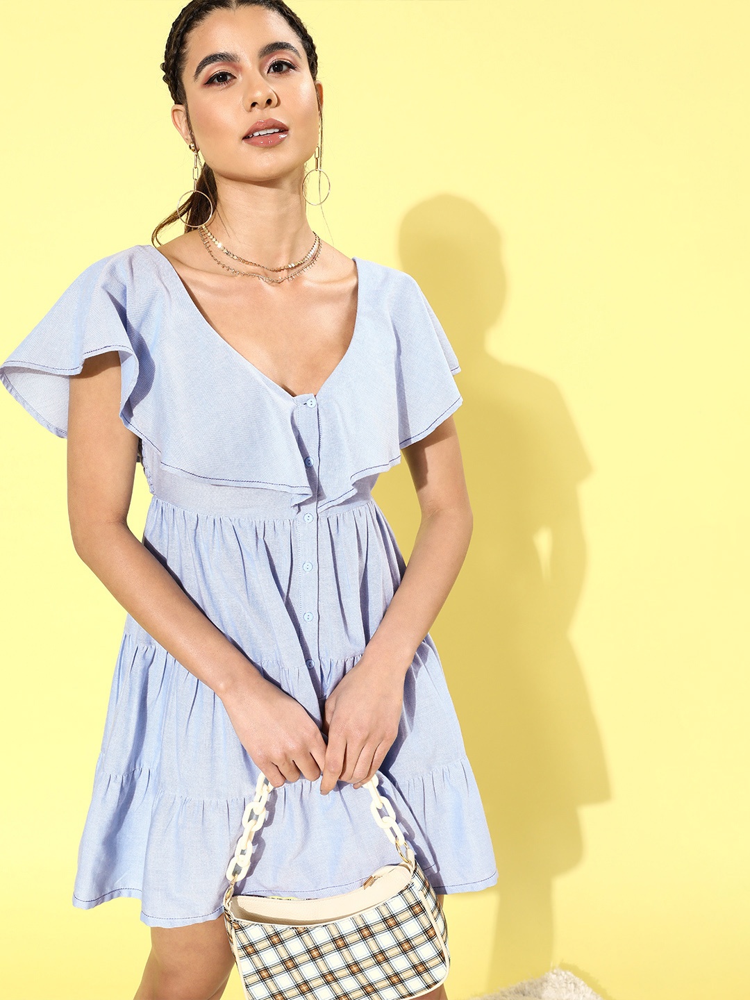 

QUIERO Stunning Blue Solid Playsuit