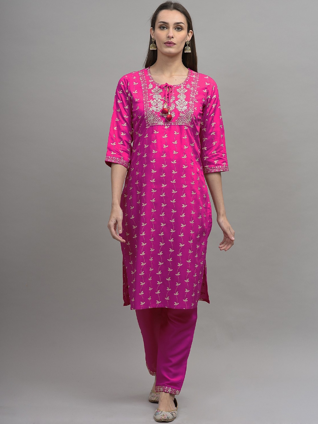 

KALINI Women Pink Floral Embroidered Kurta with Patiala