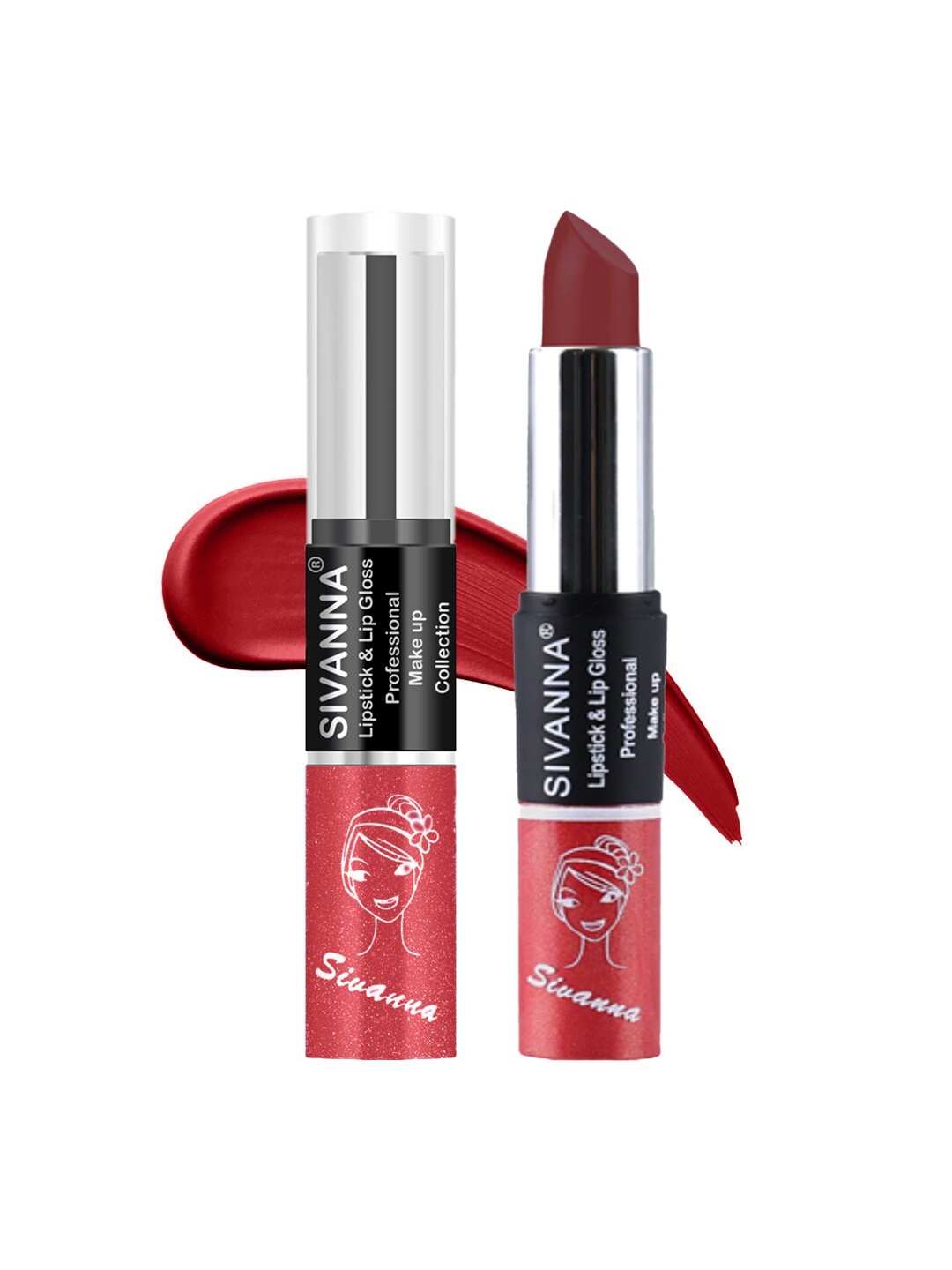

Sivanna Colors Professional Makeup Collection 2 in 1 Lipstick & Lip Gloss - DK061 16, Maroon