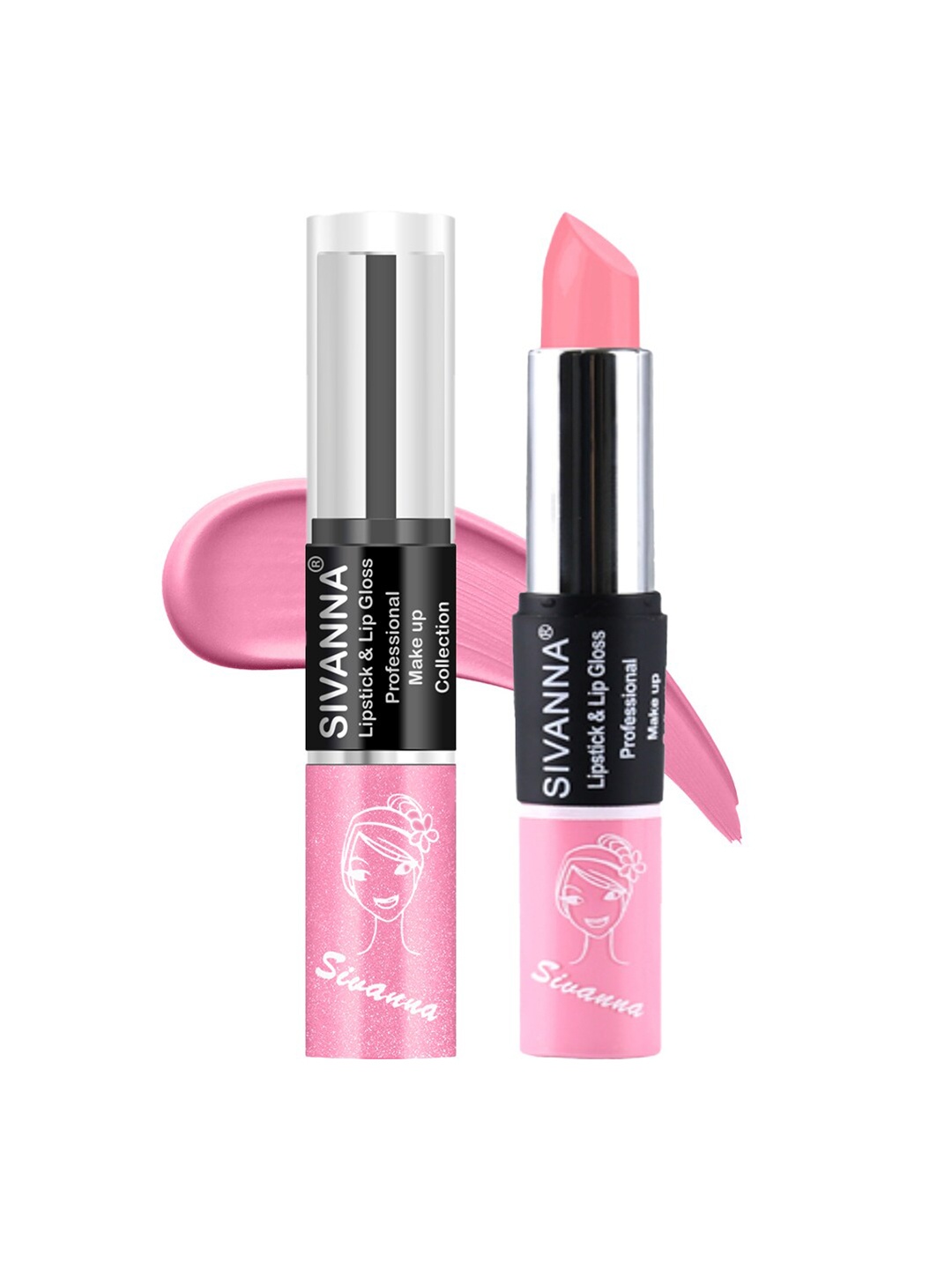 

Sivanna Colors Professional Makeup Collection 2 in 1 Lipstick & Lip Gloss - DK061 27, Pink
