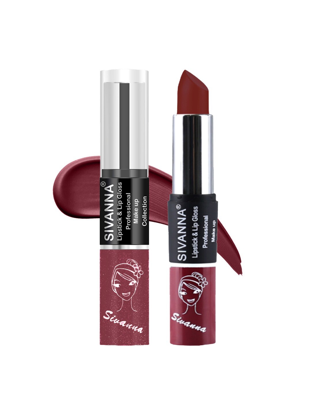 

Sivanna Colors 2-in-1 Professional Makeup Lipstick & Lip Gloss - DK061 15, Bronze