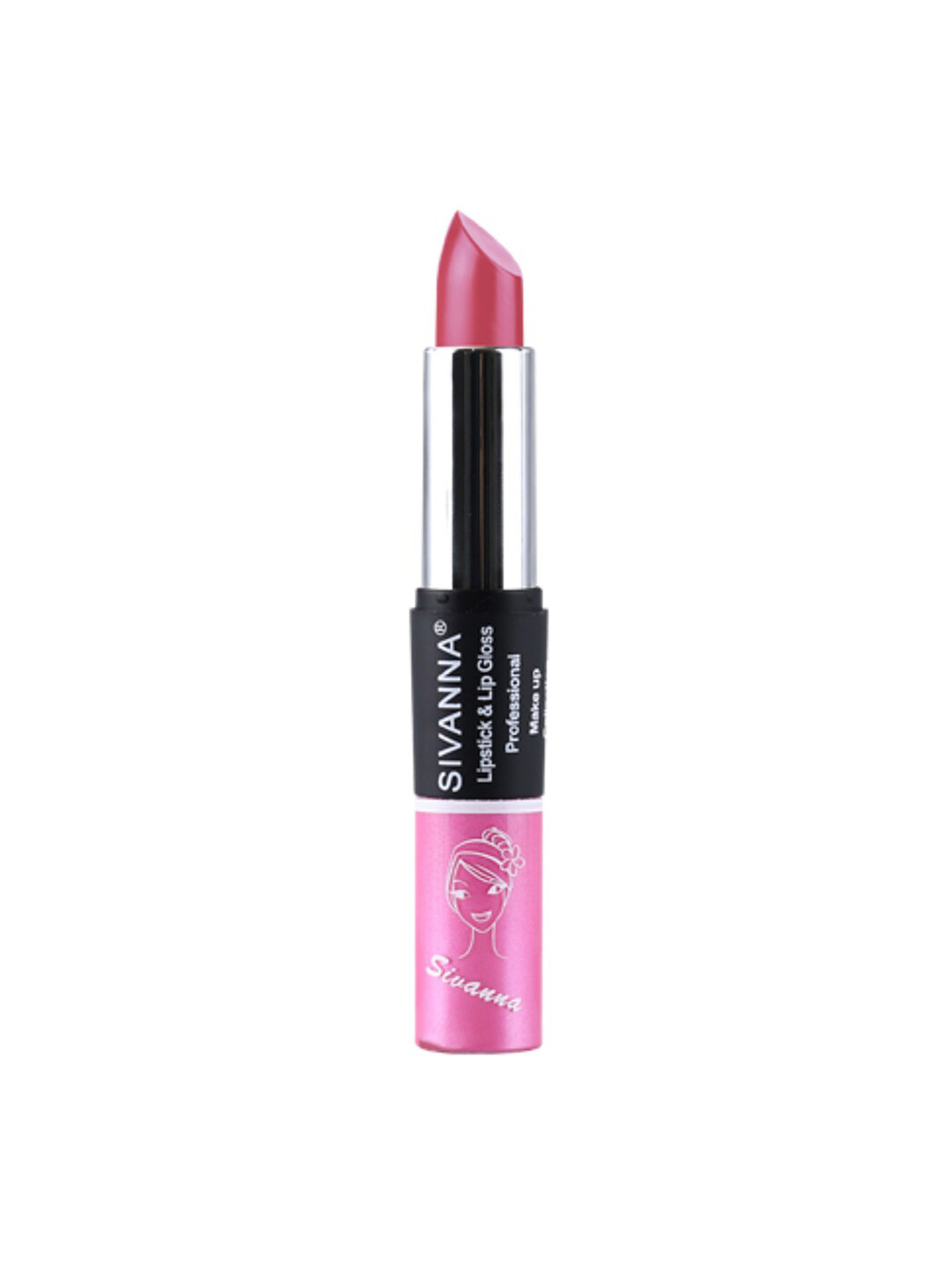 

Sivanna Colors 2-in-1 Professional Makeup Lipstick & Lip Gloss - DK061 10, Pink