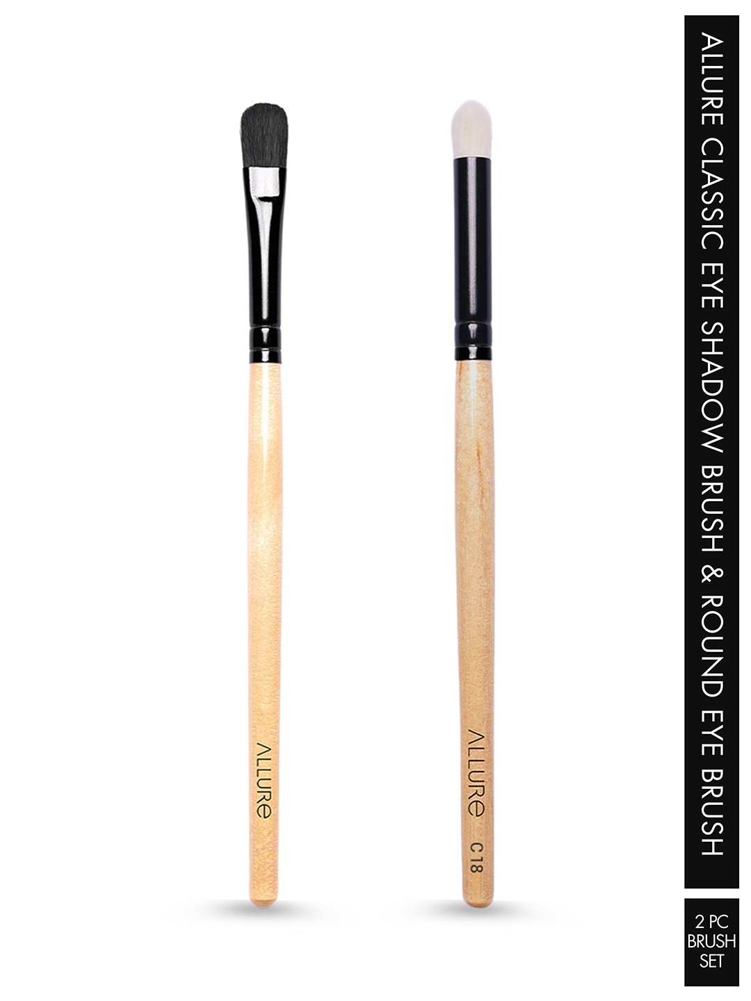 

ALLURE Set of Wooden Eyeshadow Brush C-05 & Round Eye Brush C-18, Beige