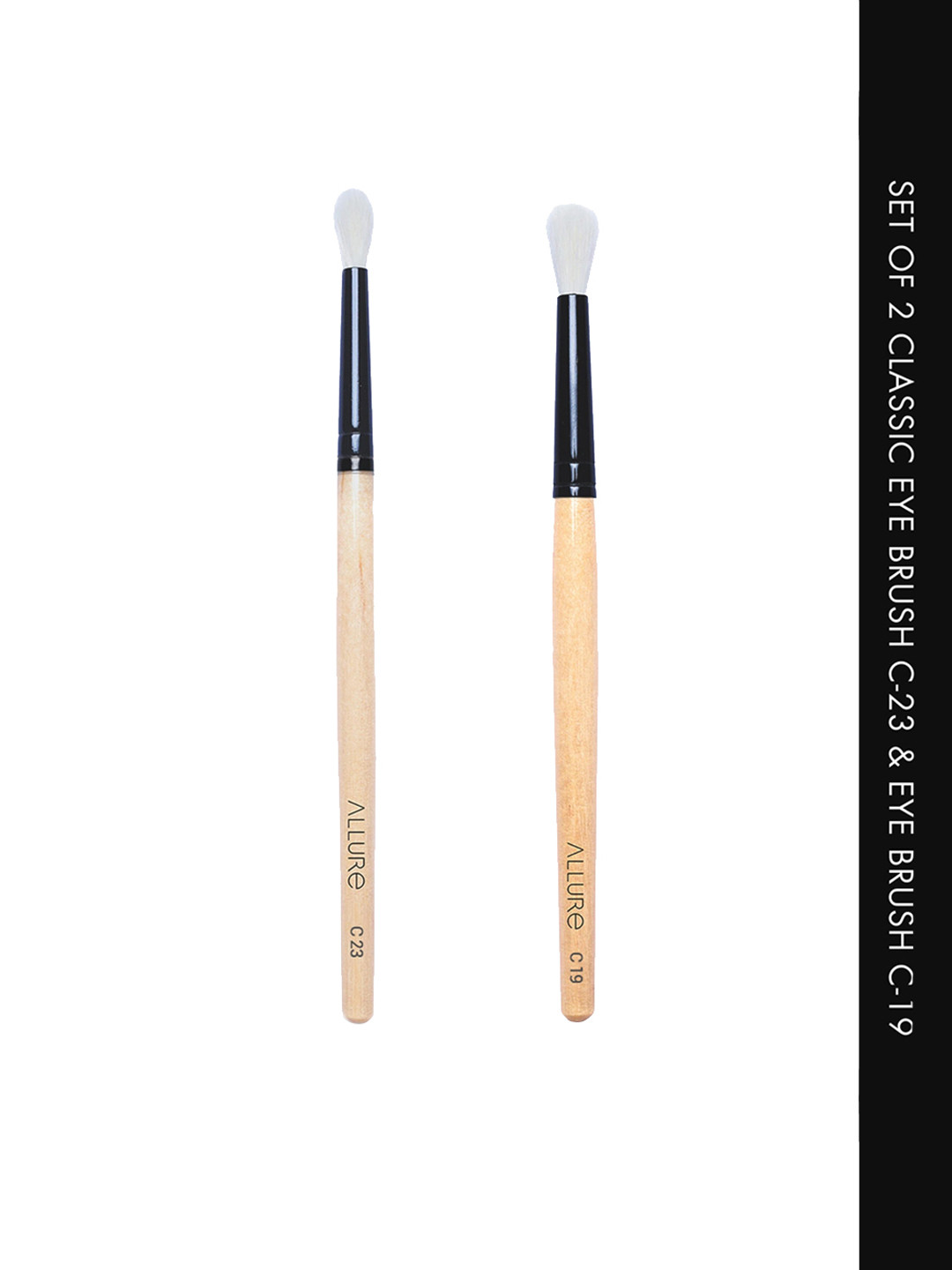 

ALLURE Set of Wooden Small Eye Brush C-23 & Large Eye Brush C-19, Beige