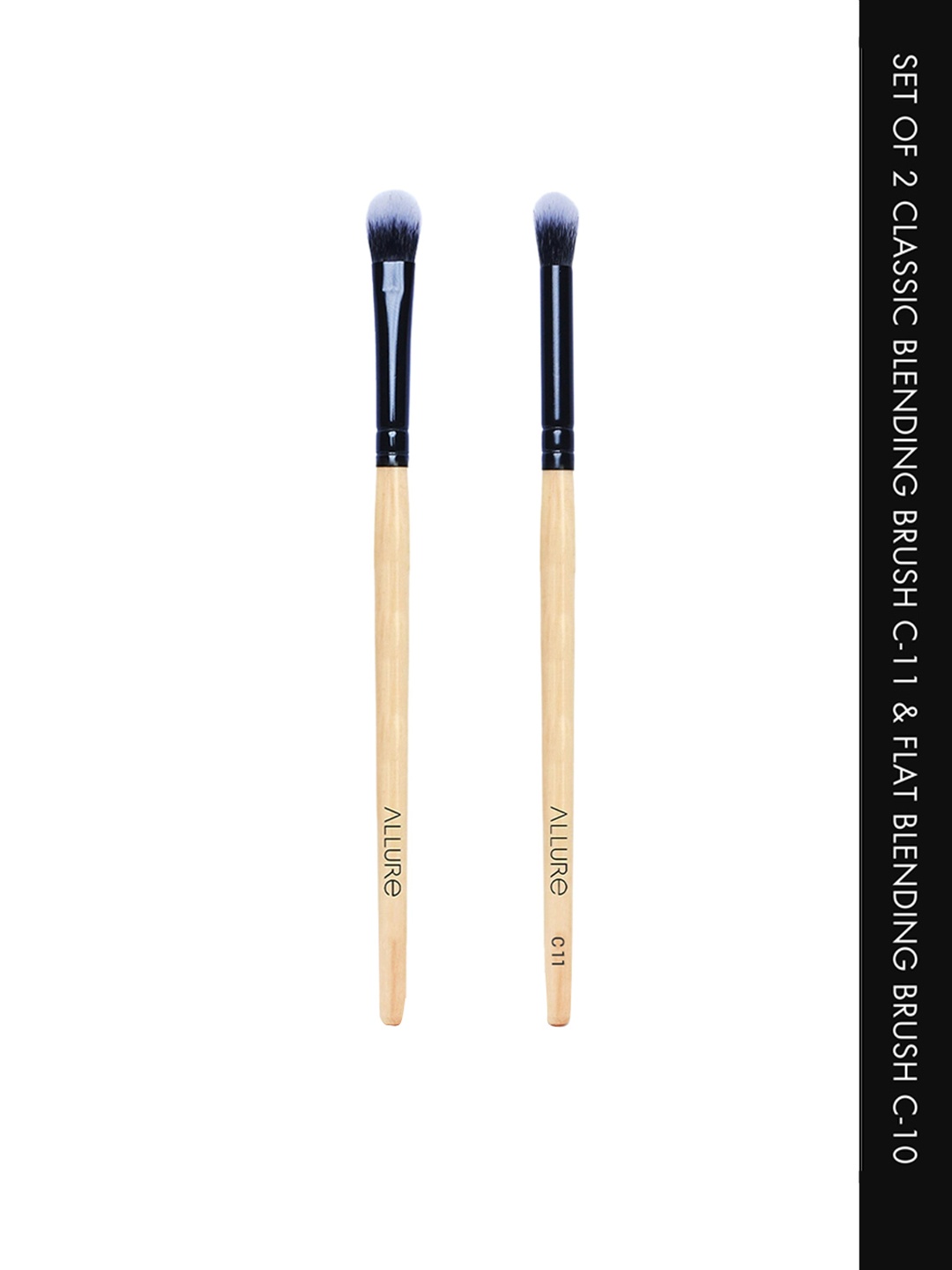 

ALLURE Set of Wooden Blending Brush C-11 & Flat Blending Brush C-10, Beige