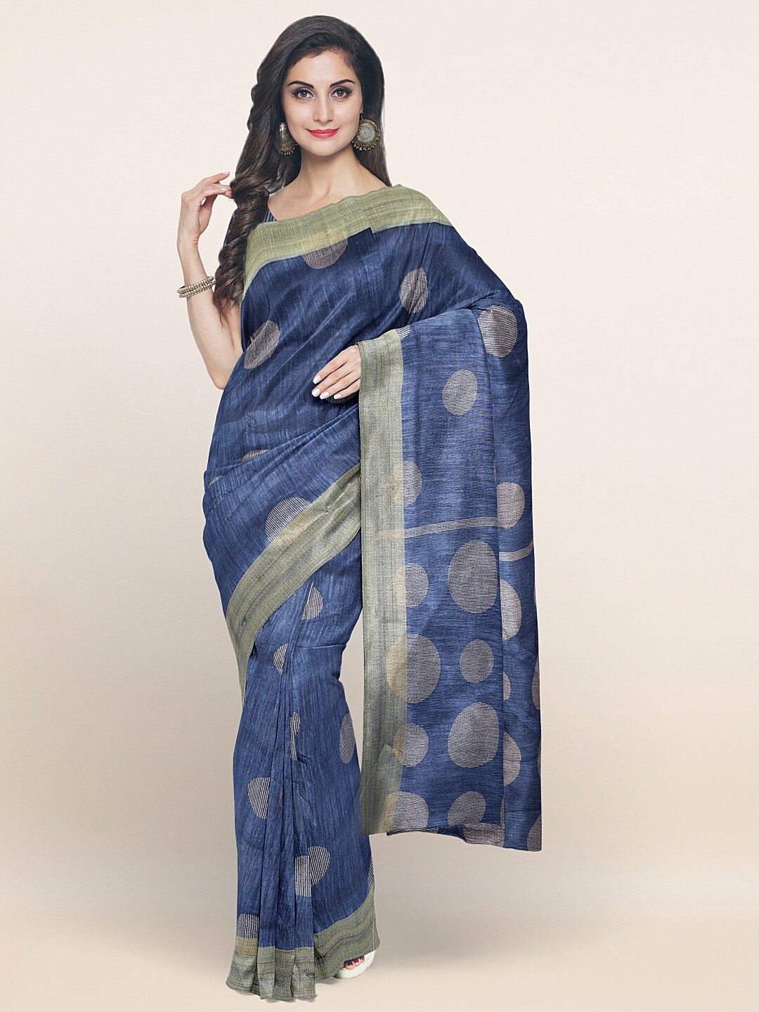 

Pothys Blue & Beige Printed Saree