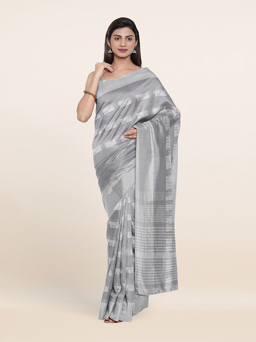 

Pothys Grey Zari Printed Saree