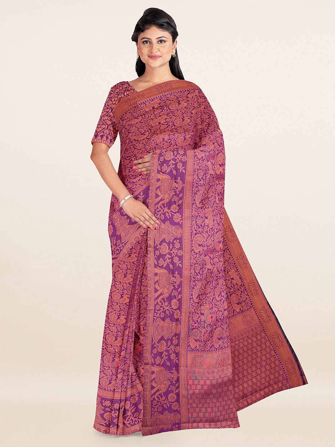 

Pothys Violet Woven Design Zari Saree