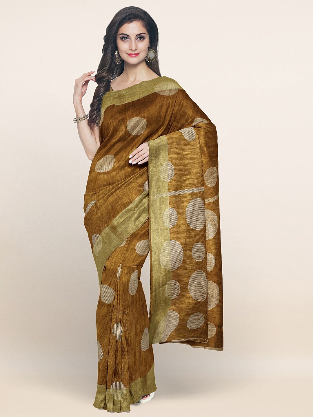 

Pothys Brown & Gold-Toned Zari Saree
