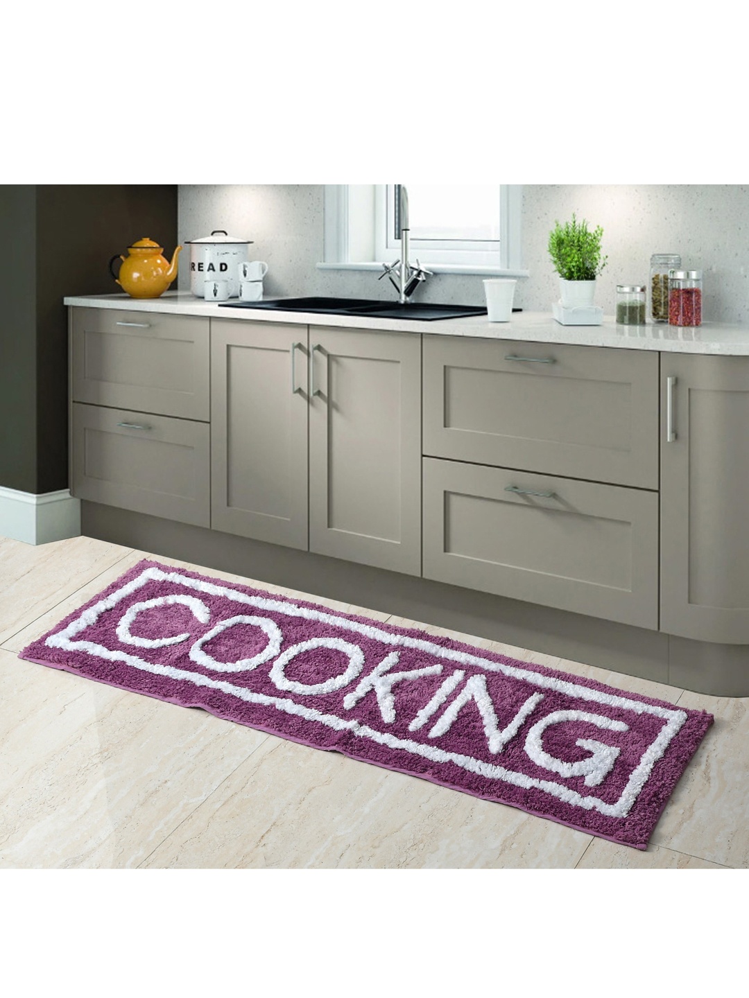 

AEROHAVEN Purple & White Quirky Anti Slip Kitchen Runner