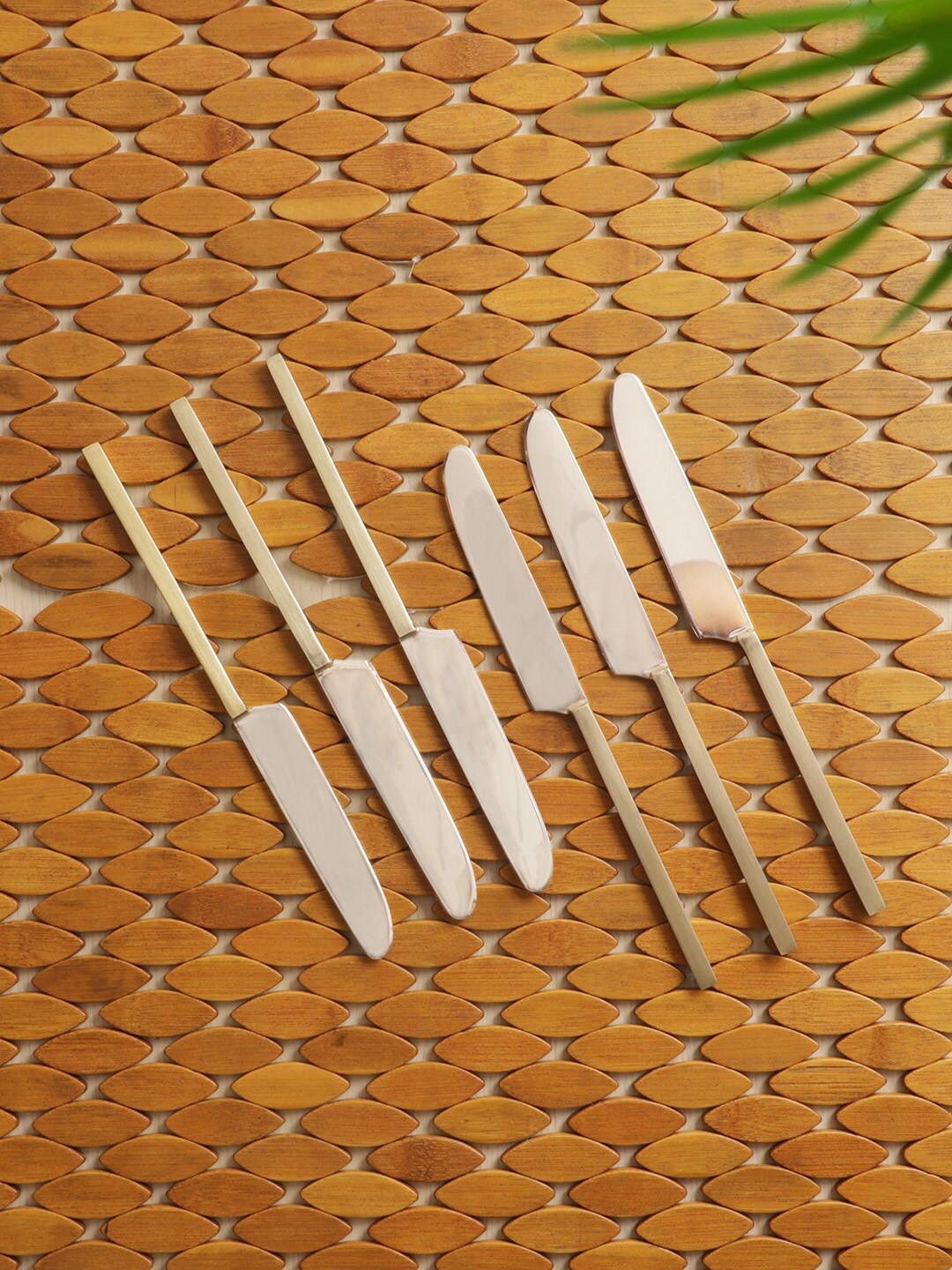 

ExclusiveLane Silver-Toned & Bronze 6 Pieces Solid Stainless Steel Brass Butter Knives