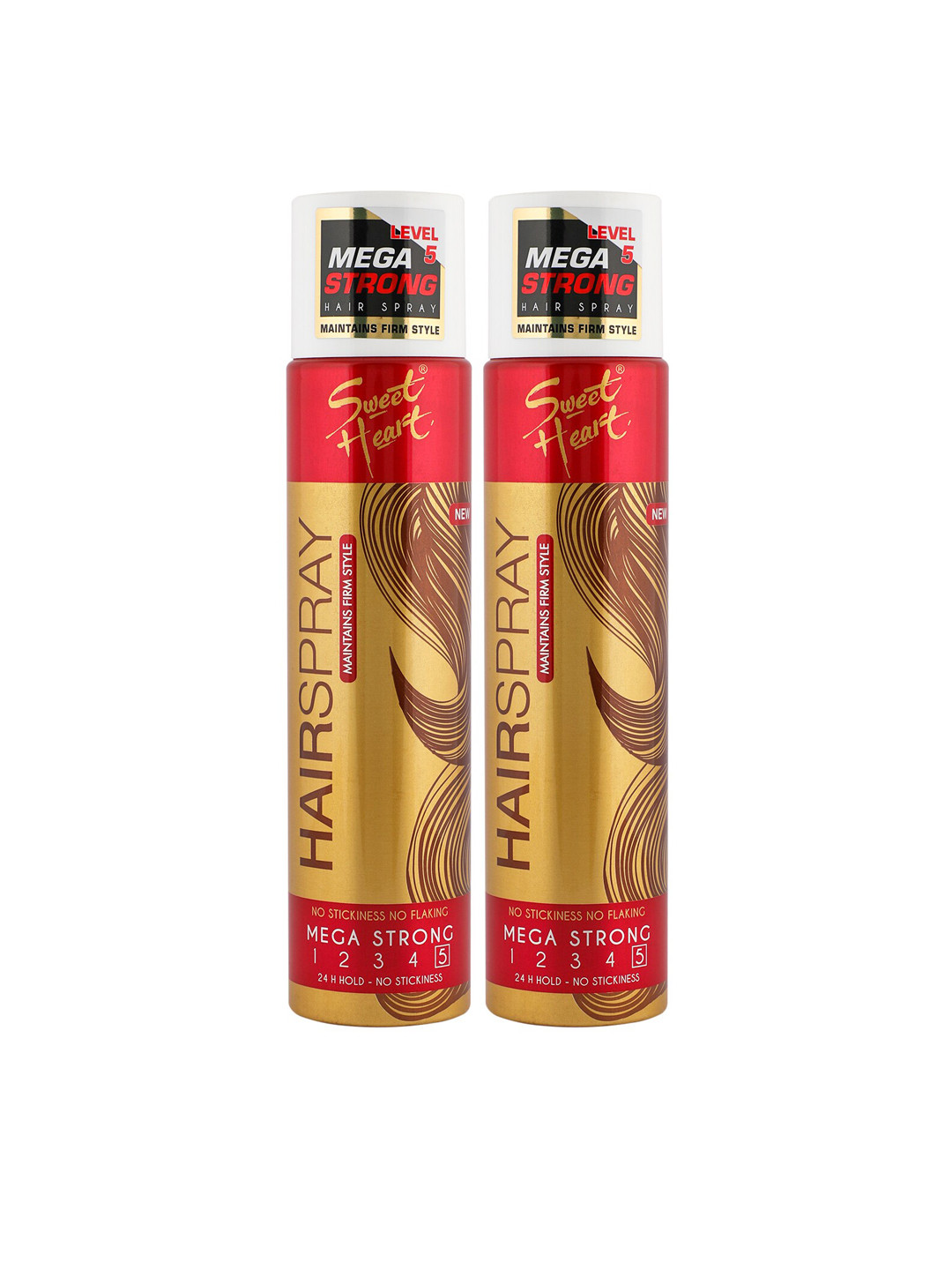 

Sweetheart Set of 2 Mega Strong Hair Spray - Level 5 - 250 ml each, Red