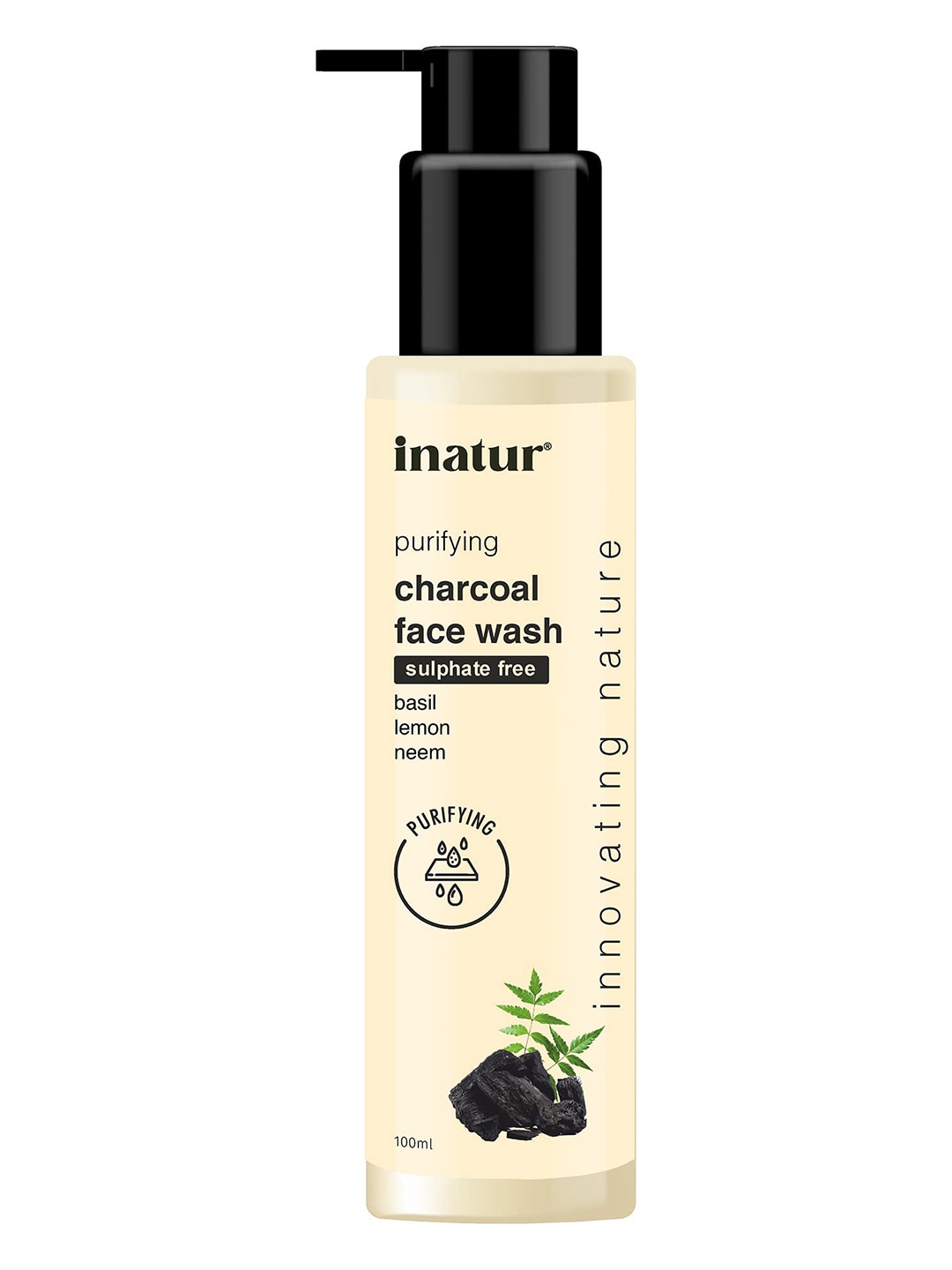 

Inatur Vegan Purifying Deep Cleansing Charcoal Face Wash - 100 ml, Black