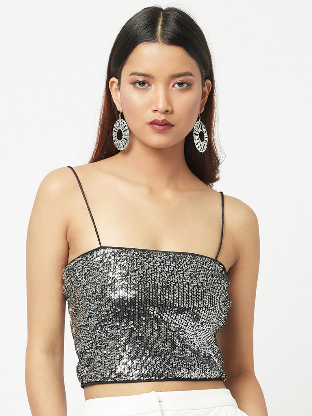 

ATTIC SALT Black Embellished Crop Top