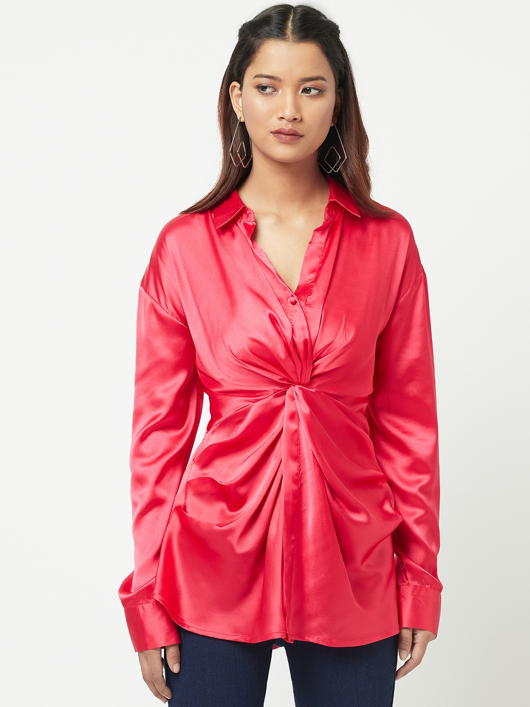 

ATTIC SALT Women Red Party Shirt