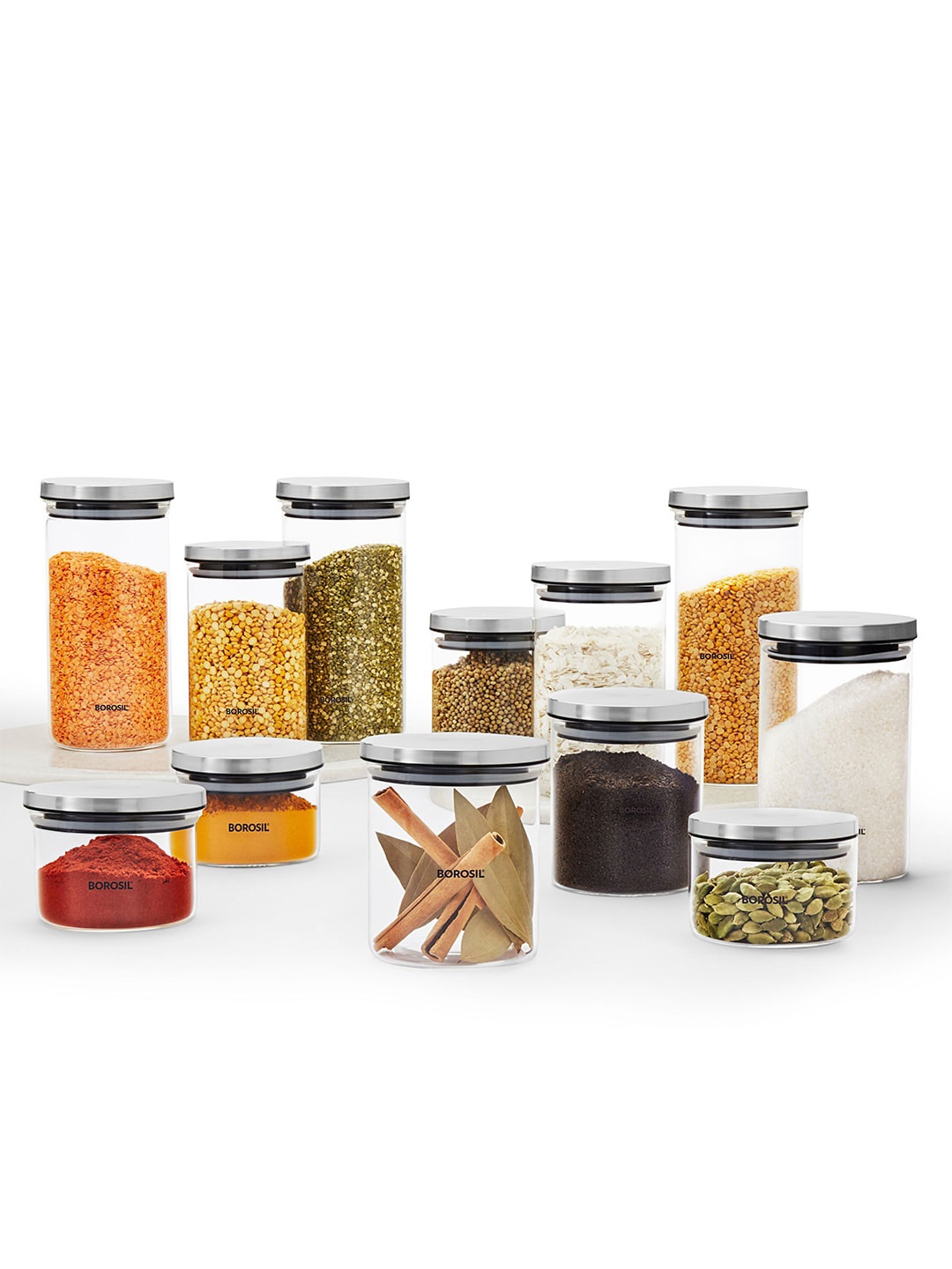 

BOROSIL Classic Set Of 12 Transparent Solid Air-Tight Storage Containers