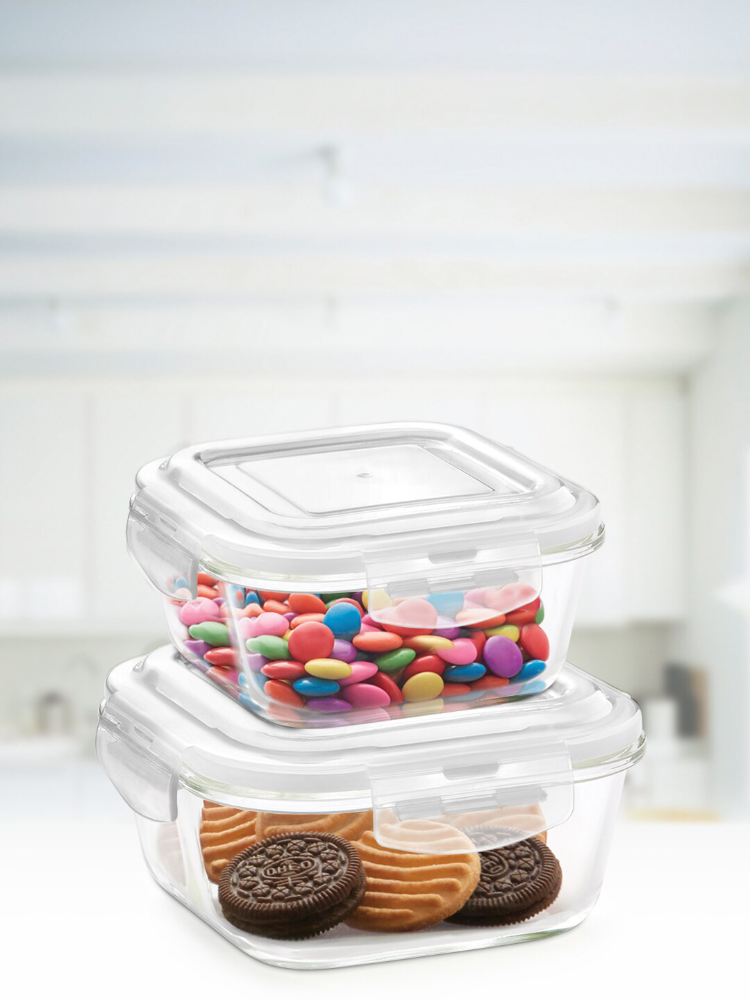 

BOROSIL Klip-N-Store Set Of 2 Transparent Borosilicate Glass Containers