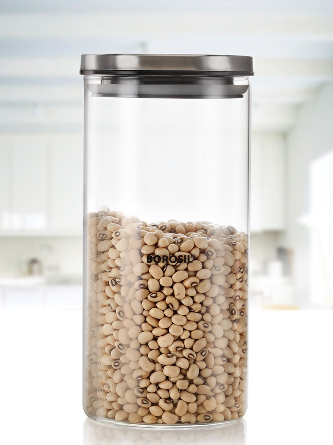 

BOROSIL Classic Transparent Glass Storage Jar Containers With Lid - 1.2 L