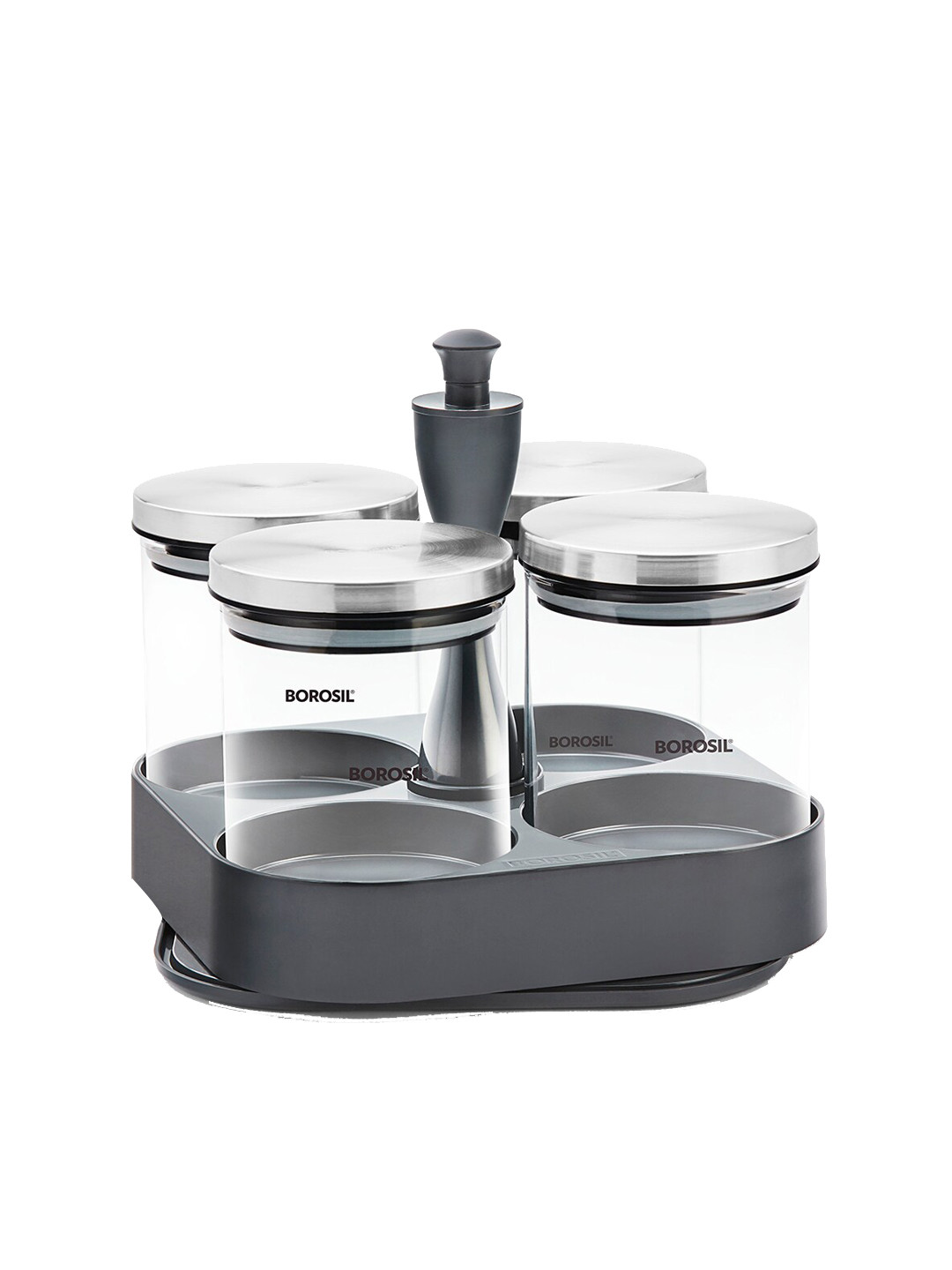 

BOROSIL Spin-N-Store Set Of 4 Solid Air-Tight Spin-N-Store Glass Storage Container, Transparent