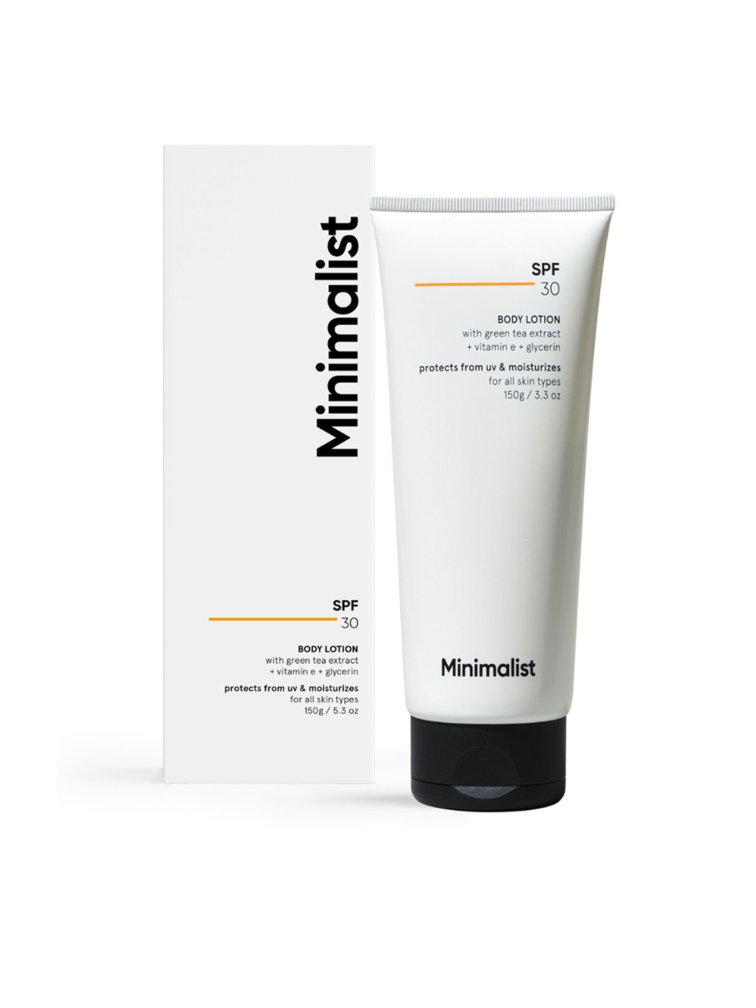 

Minimalist SPF 30 Body Lotion with Green Tea Extracts, Vitamin E & Glycerin - 150 g, White