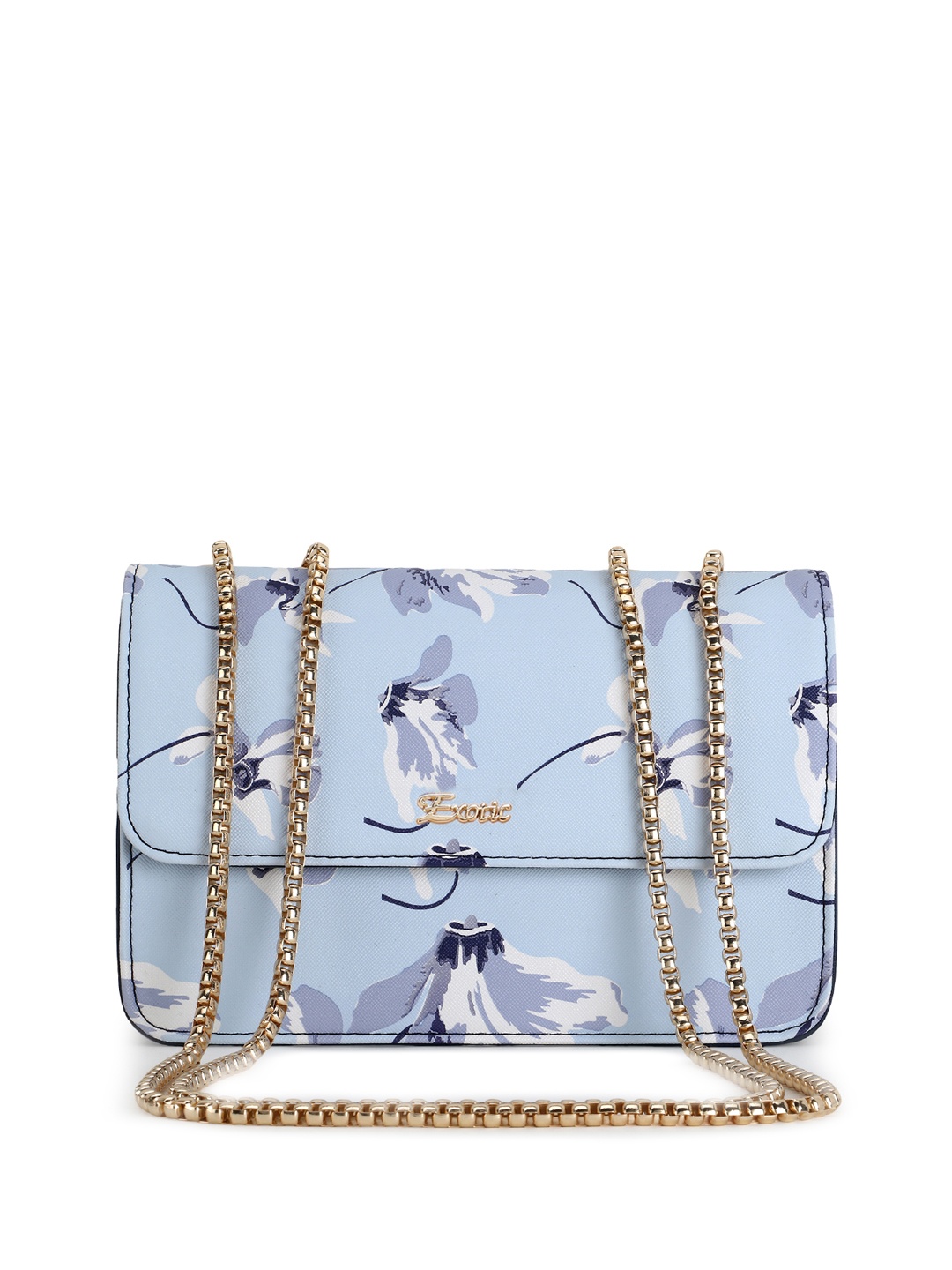 

Exotic Blue & White Floral PU Structured Sling Bag