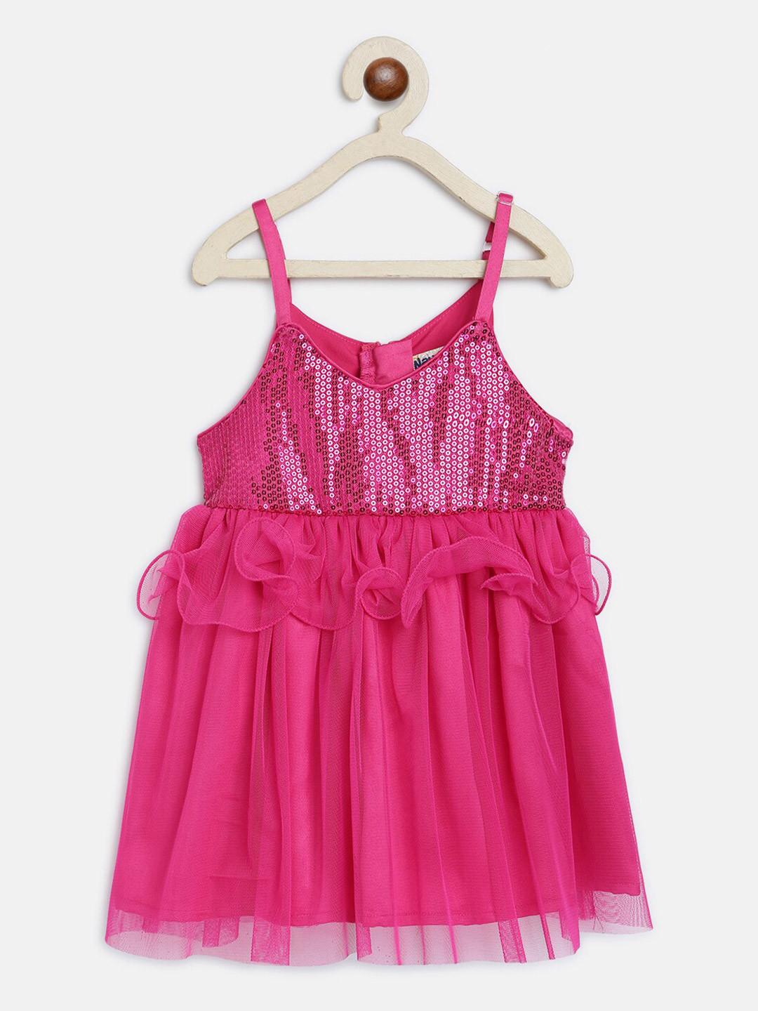 

Nauti Nati Girls Magenta Self Design A-Line Dress
