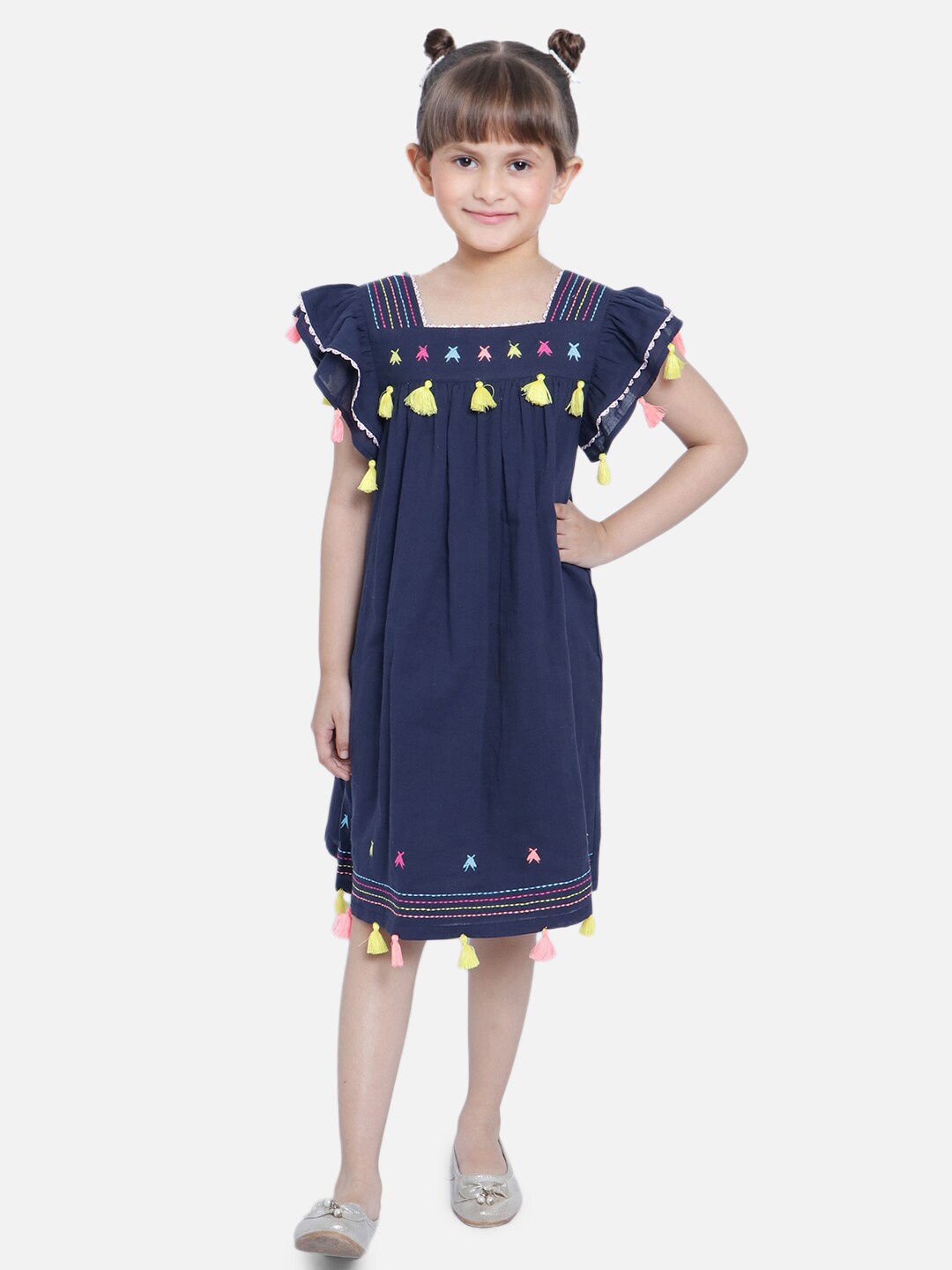 

Nauti Nati Girls Navy Blue Floral A-Line Dress