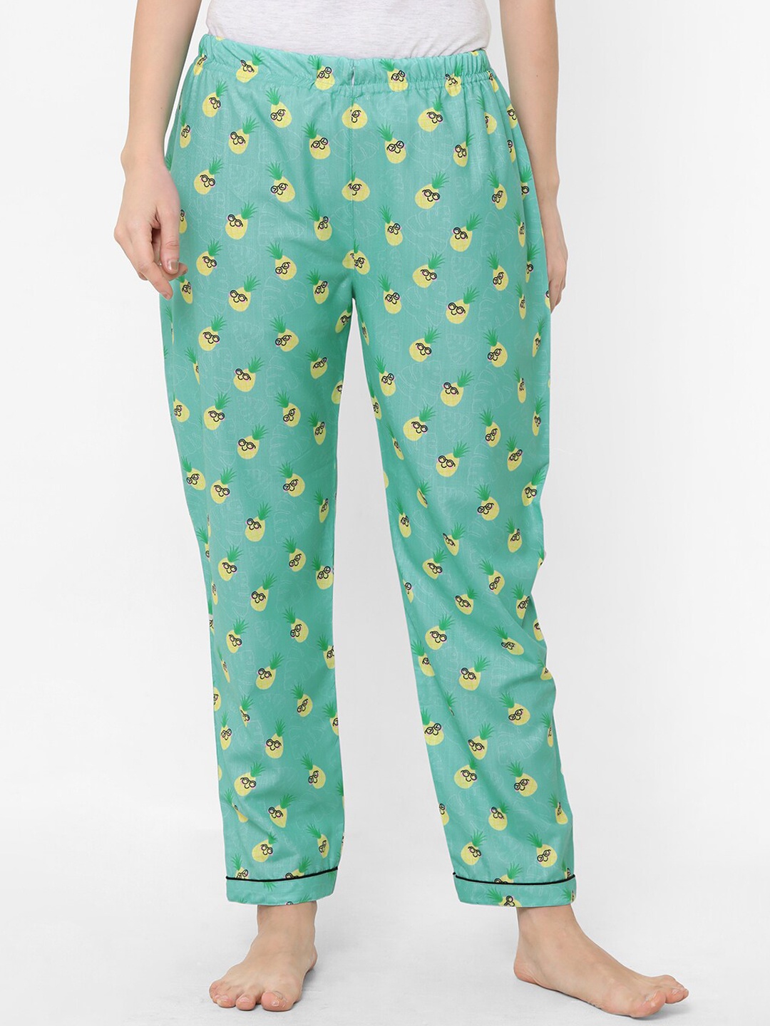 

FashionRack Women Green Printed Mid-Rise Cotton Lounge Pants