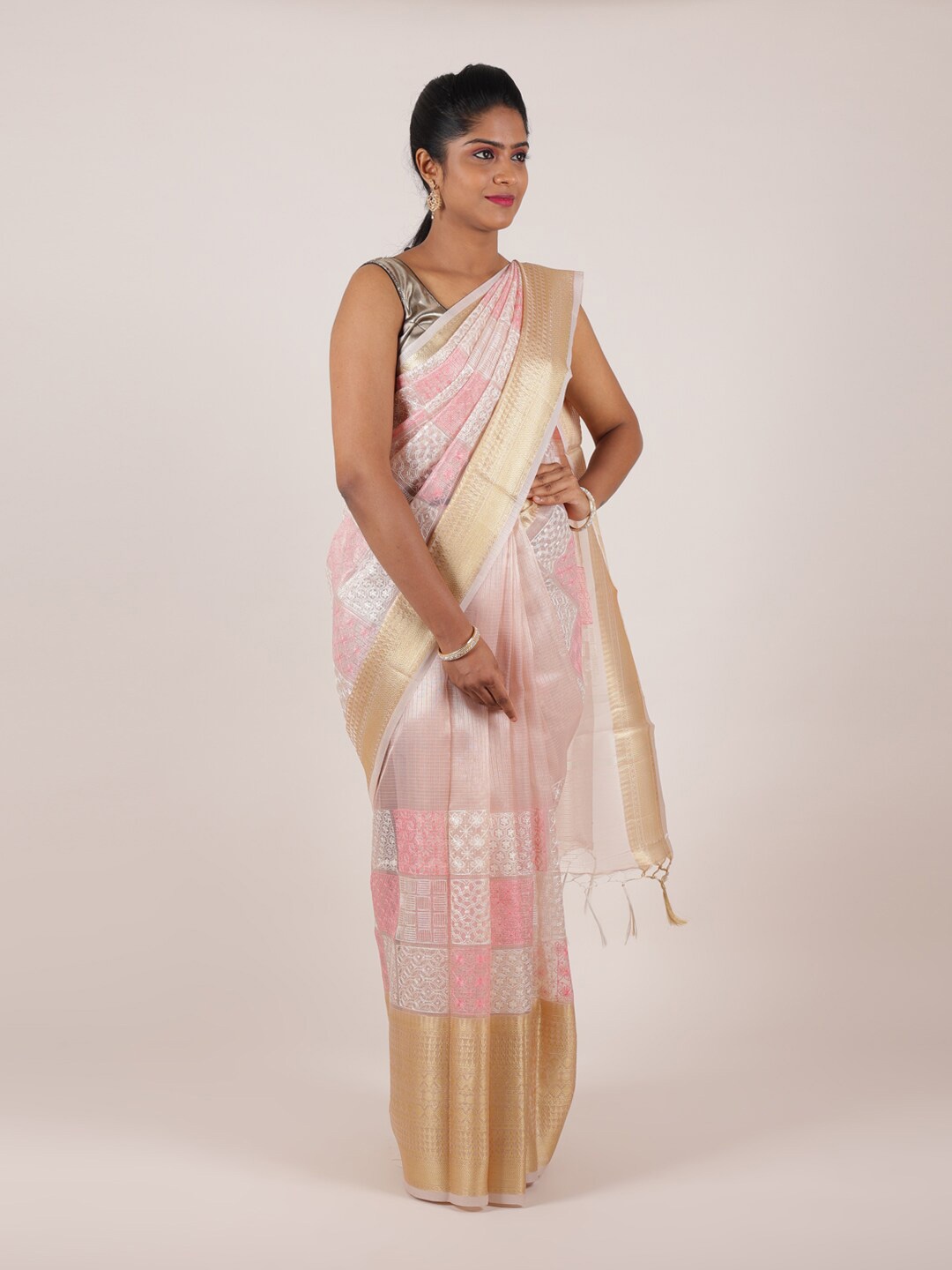 

Pothys Pink Woven Design Art Silk Saree