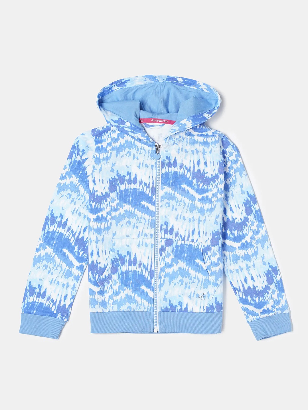 

Jockey Girls Super Combed Cotton Printed Relaxed Fit Full Sleeve Hoodie Jacket-AG69, Blue