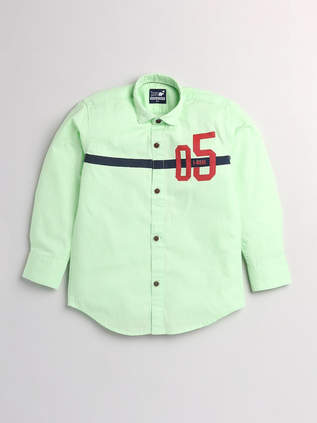 

Toonyport Boys Green Printed Regular Fit Casual Shirt