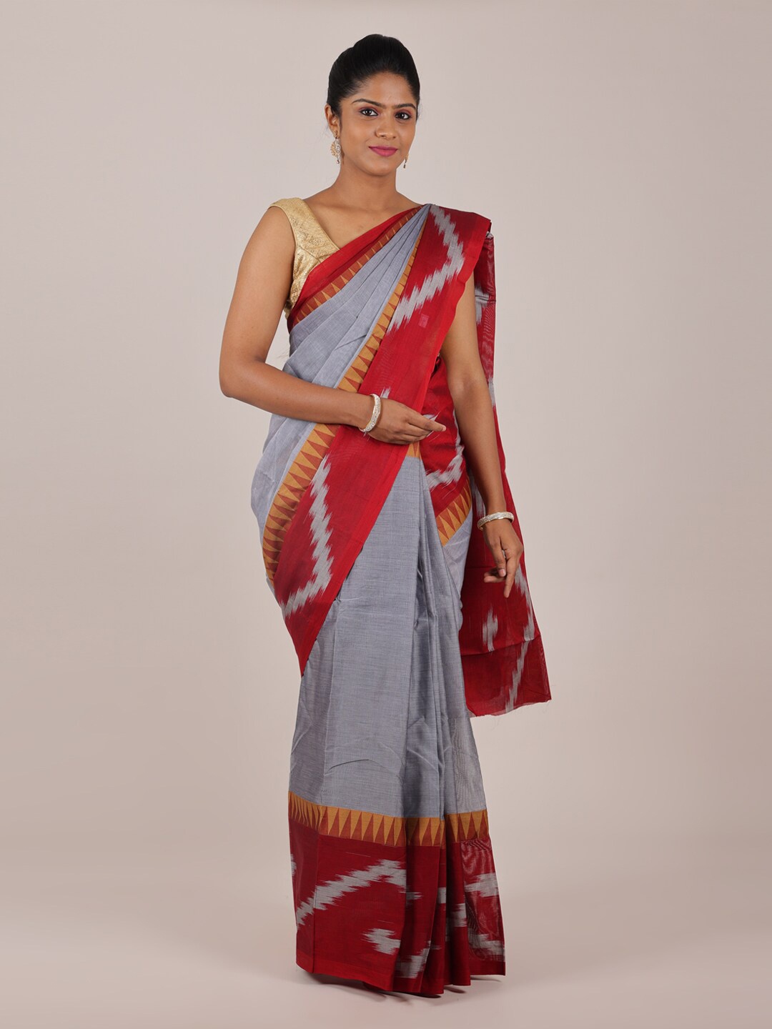 

Pothys Grey & Maroon Saree