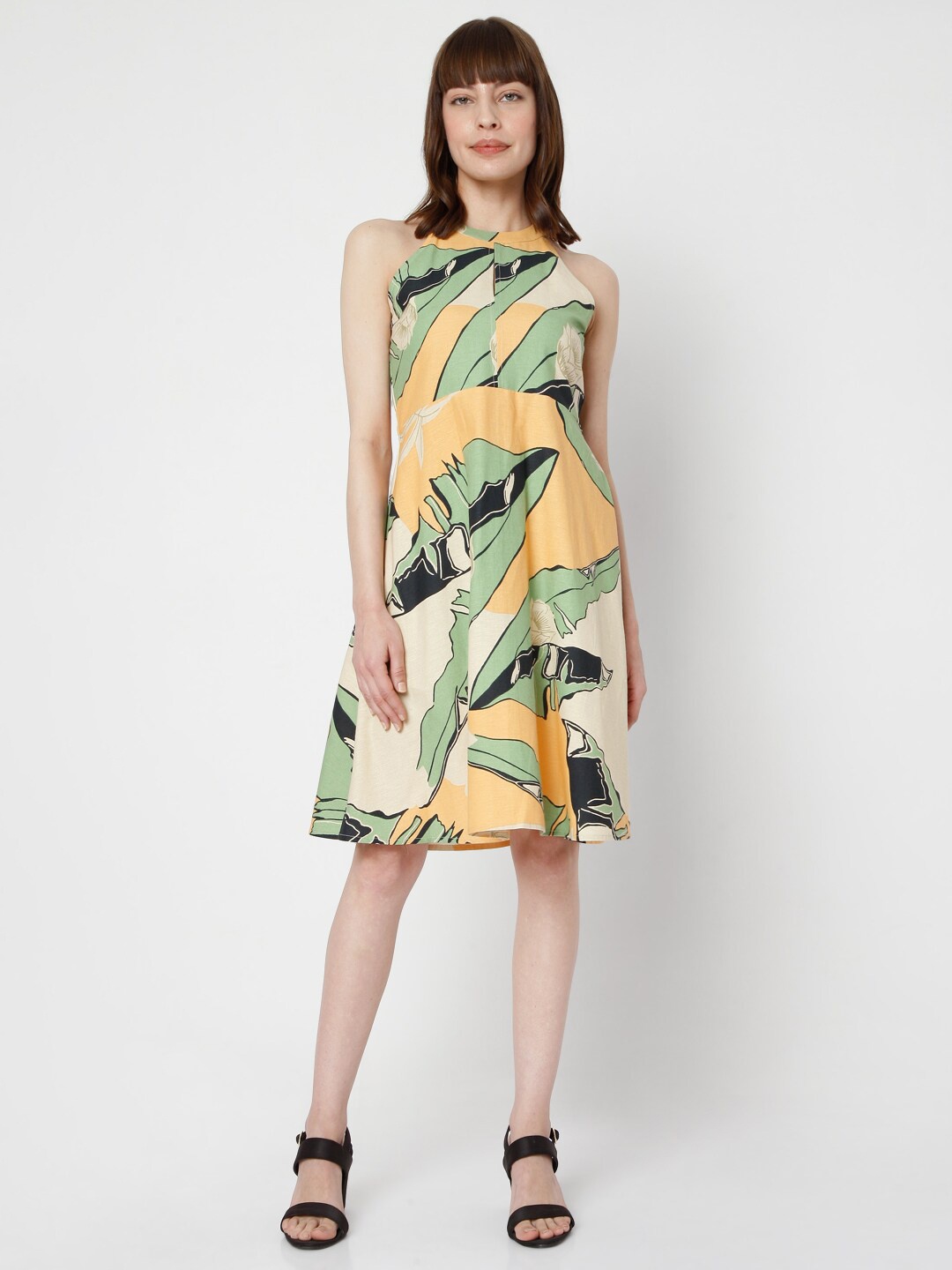 

Vero Moda Multicoloured Abstract Printed A-Line Dress, Multi