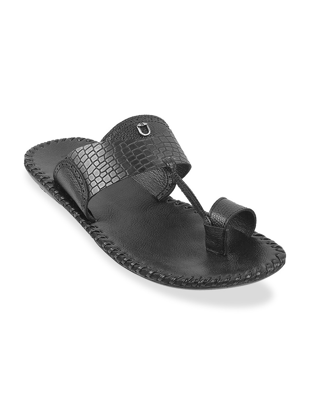 

Metro Men Black Leather Comfort Sandals